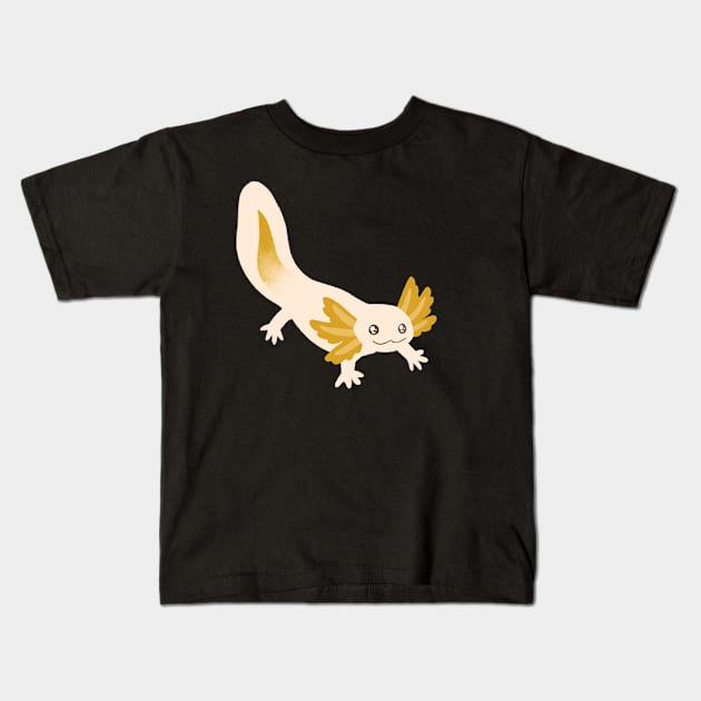 Gold Axolotl Kids T-Shirt by LivianPearl